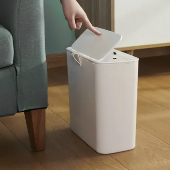 

Portable Narrow Corner Gap Waste Bin Bathroom Storage Bucket Trash Can Plastic Press Open Recycle Bin For Kitchen Eco-friendly