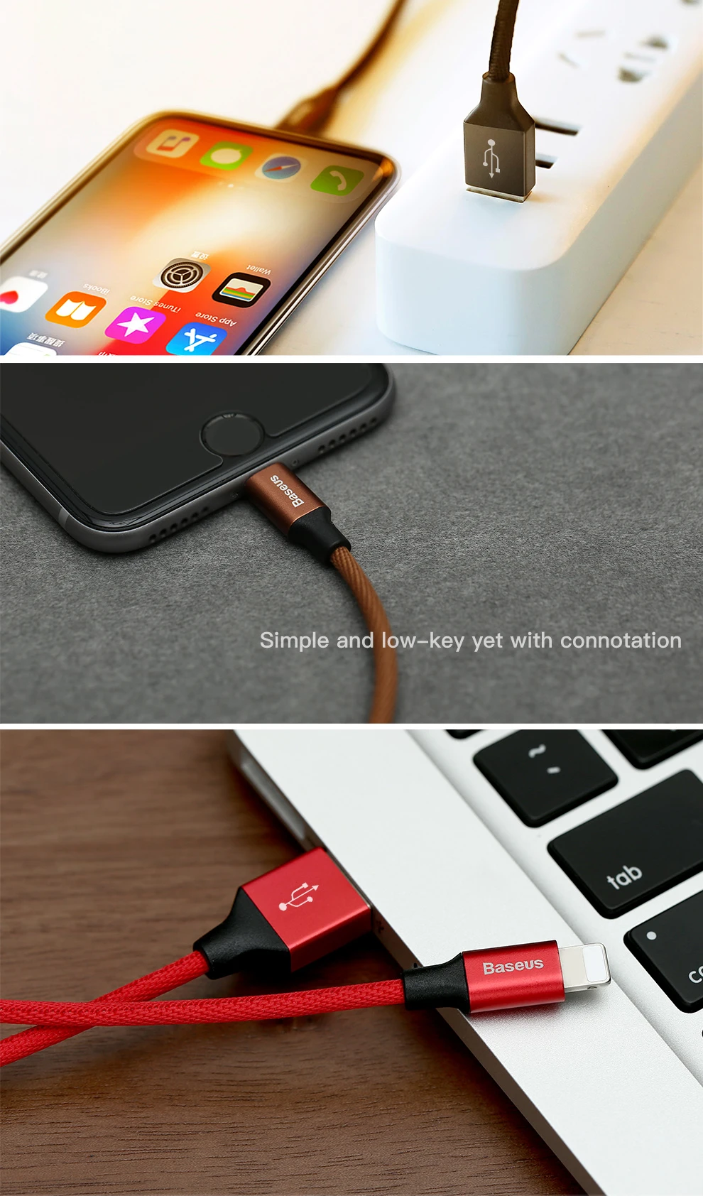 Usb-кабель Baseus для iPhone X, 8, 7 Plus, кабель для быстрой зарядки, usb-кабель для мобильного телефона, кабель для передачи данных для iPhone 5, 6, 6 S, iPad, usb-кабель для зарядного устройства