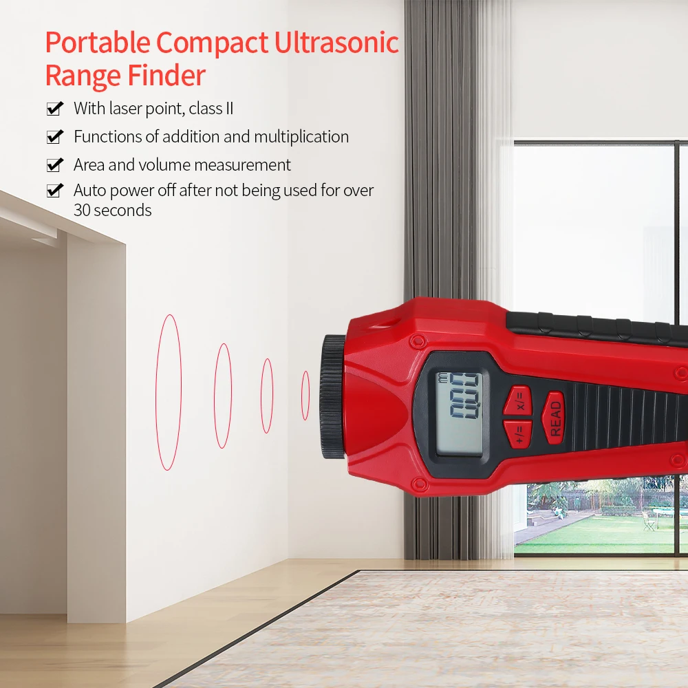 

5.23×2.63×1.77 Compact Ultrasonic Range Finder Distance Measurer Range Sensor Telemeter Laser Measurement Area Volume