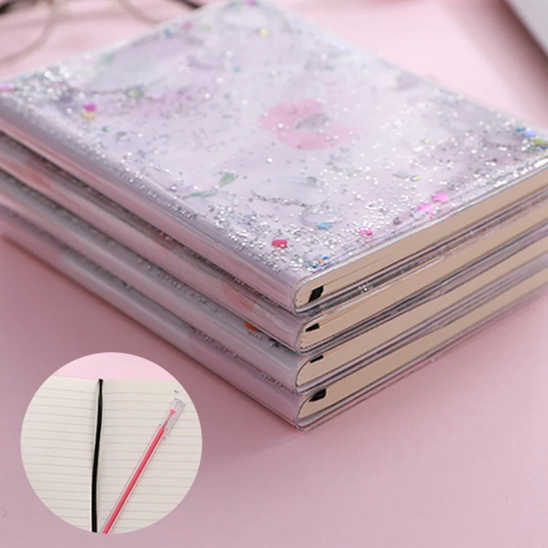 

2019 Cute PVC Sequins Cover Planner Notebook Hand-book Students' Supply Office Stationery Learning Gift For Girl