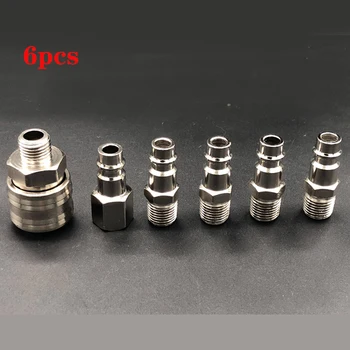 

6pcs 1/4" BSP Euro Air Line Hose Compressor Connector Male/Female Quick Release Couplers Euro Fittings Couplings Set