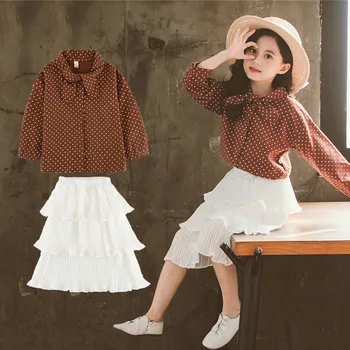 

chiffon girls blouse +long skirt two pieces clothing sets 2020 spring new arrivals