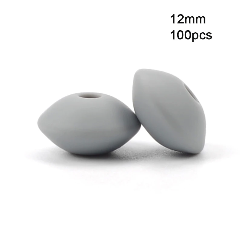 light gray LOFCA, 12 мм, 100 шт./лот, силиконовая чечевица, круглые бусины, Прорезыватель для зубов, детский прорезыватель, жевательный, BPA бесплатно, сделай сам, цепочка для соски, пищевой силикон - Цвет: light gray