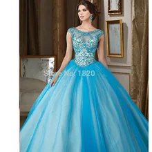 Синий Бальные платья бальное платье из тюля с коротким рукавом бисером кристаллы дешевые милые 16 платья