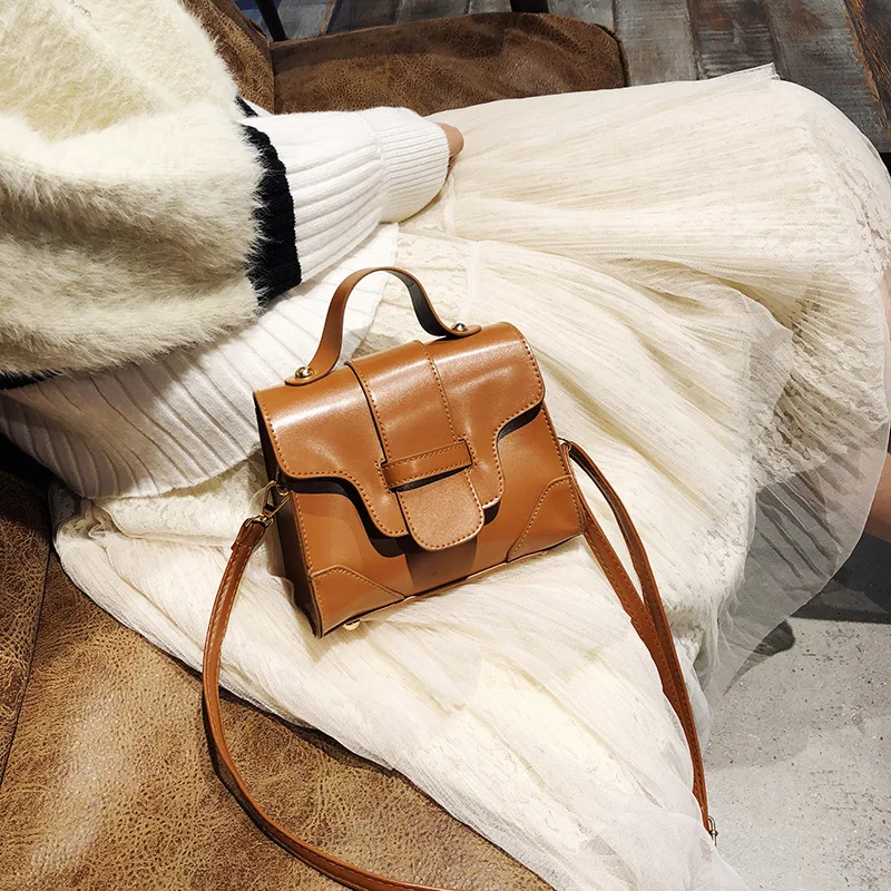 

South Korea Dongdaemun Winter New Style Retro Joint Handbag INS Celebrity Style Shoulder Square Sling Bag