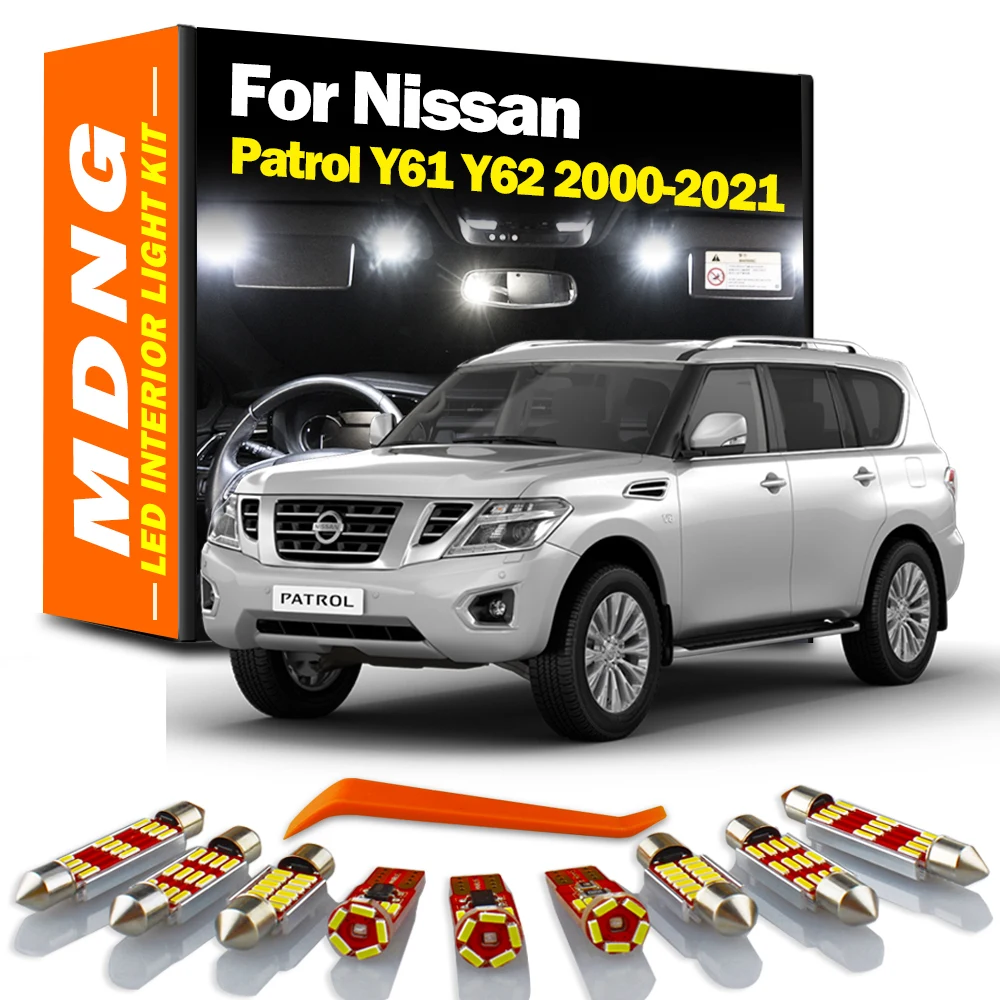 MDNG Canbus LED Interior Map Dome Light Kit For Nissan Patrol Y61 Y62 2000-2015 2016 2017 2018 2019 2020 2021 Car Lamp No Error |