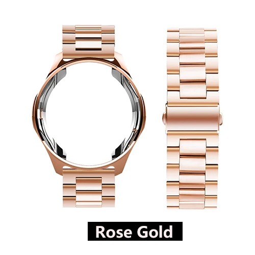 Ремешок+ чехол 20/22 мм ремешок для наручных часов для samsung gear S3 Frontier Galaxy watch 46mm 42 Нержавеющая сталь ТПУ покрытием защитный чехол - Цвет ремешка: Rose Gold