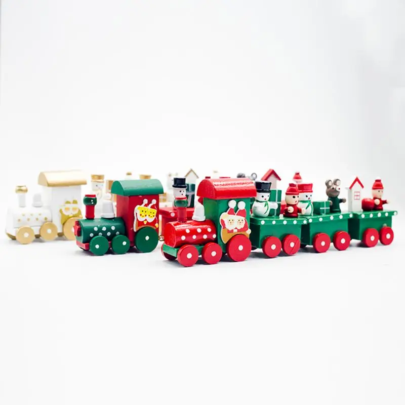 

Christmas Wooden Train Tree Snowman Bear Ornament Xmas Party Home Favor Decor Kids Educational Toys Gift X4YD