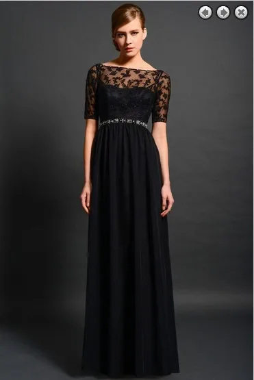 

free shipping maxi elegant dresses 2016 new fashion vestidos formales long beaded lace black evening gowns dresses with sleeve