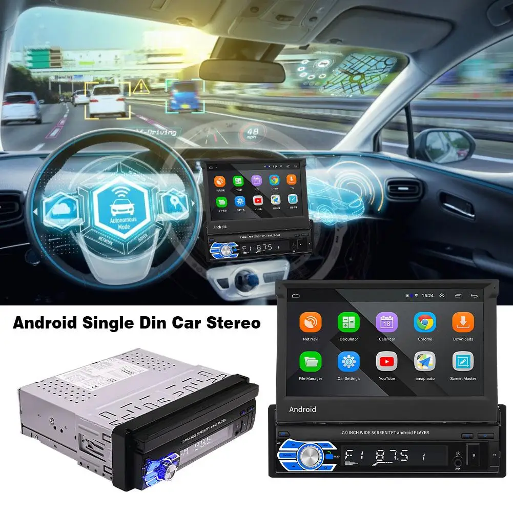 7 Inch Touch Screen Android Single Din Car Radio Stereo FM Bluetooth WiFi GPS Navigation Mp4 Player Mirror Link