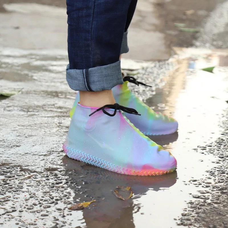 Перерабатываемые силиконовые защитные колпачки водонепроницаемые Многоразовые непромокаемые мужские/женские ботинки, непромокаемые сапоги Нескользящие моющиеся разноцветные S-L
