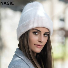 Зимняя женская шапка вязаные шапки из кроличьей шерсти толстый теплый мягкий шерстяной головной убор Осенняя модная повседневная шапка для девочек