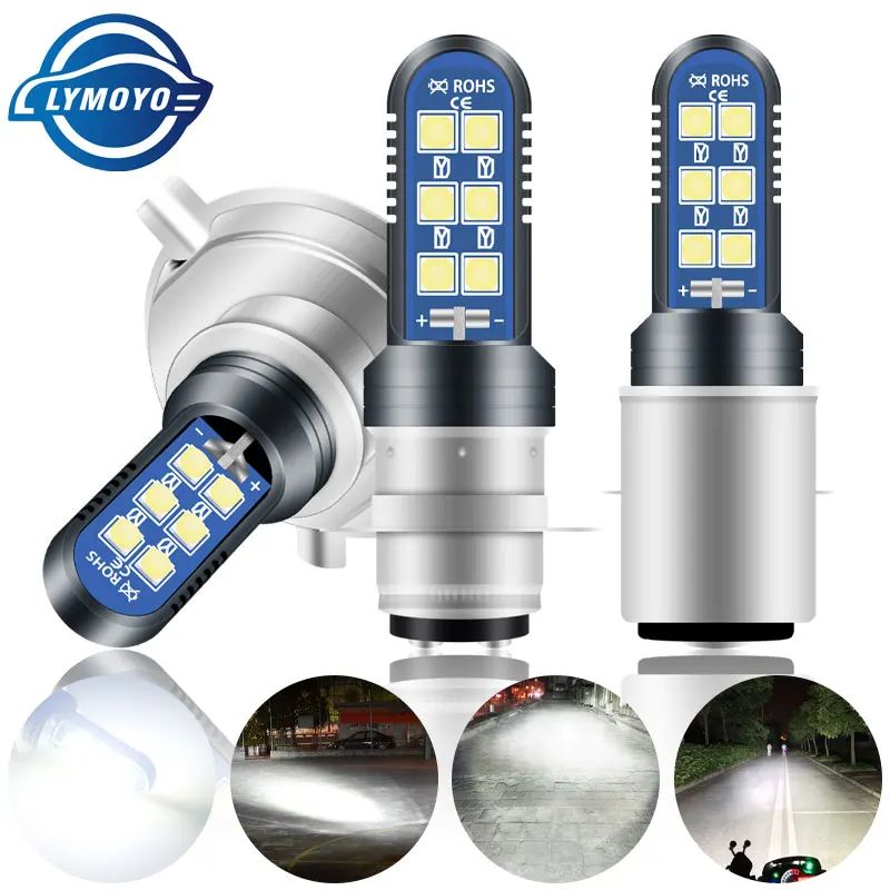 1Pc P15D H4 H6M Ba20D Led Moto Rcycle Lampadina Faro P15D 3030Led Moto Rcycle Scooter Light Lamp Accessori Moto 6000K Ba20D Led