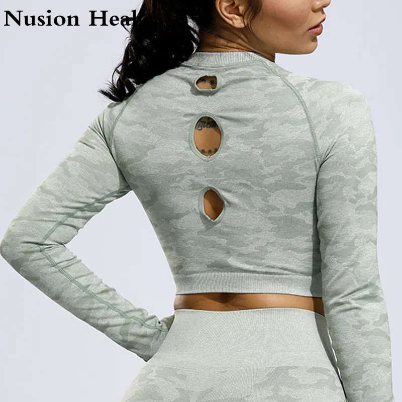 

Women's Pink Seamless Yoga Tops Long Sleeve Crop Top Yoga Shirts Thumb Hole Running Fitness Workout Seamless Sports Top Shirts