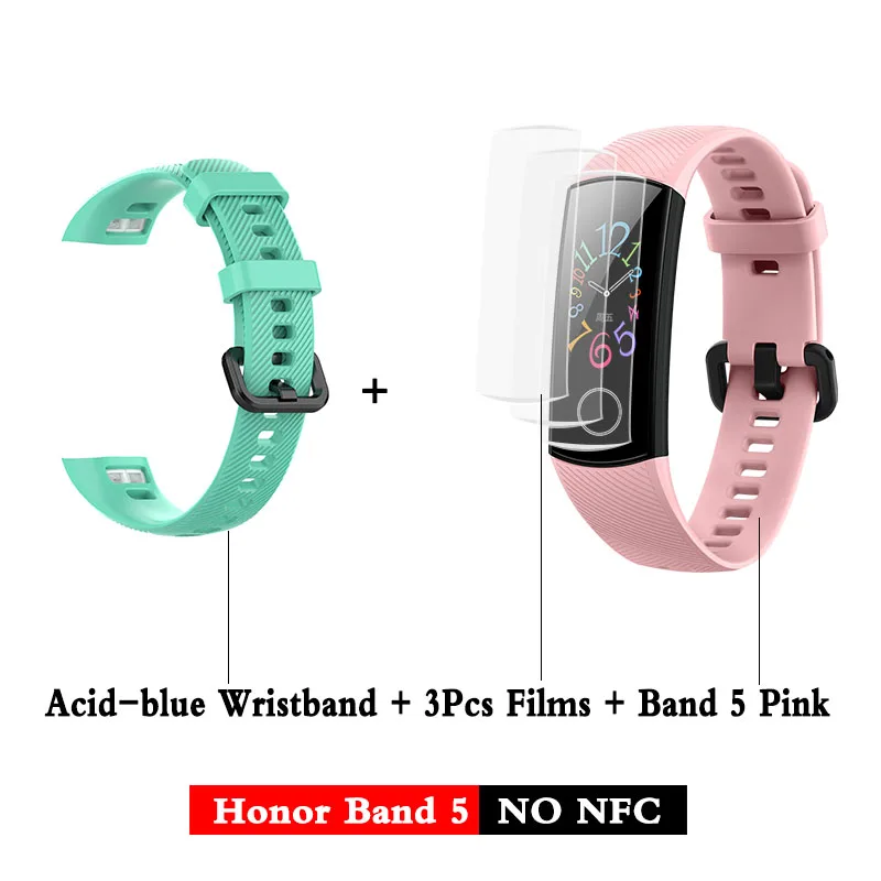 Huawei Honor band 5 smartband AMOLED huawei smartwatch кровяное кислородное сердце rage ftness трекер сна swiming sport trakcer gps - Цвет: band5 pink add Ablue