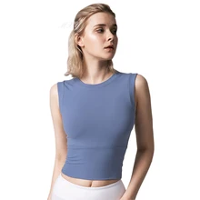 Женский животик контроль сплошной цвет бег Йога без рукавов жилет с нагрудной подкладкой спортивный топ сексуальный удобный жилет для йоги спортивный топ