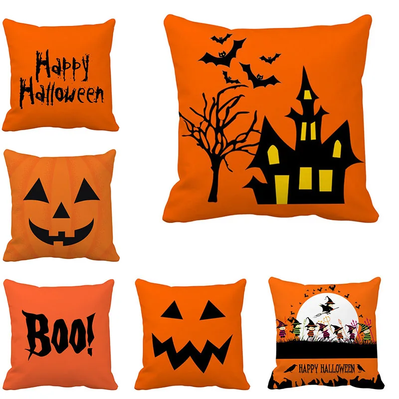 

2019 Happy Halloween Throw Pillowcase Scary Pumpkin Witch Pillow Cover Cushion Case Decorations for Home Merry Xmas Party Supply