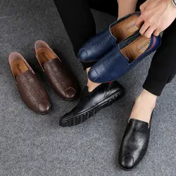 Новые стильные летние мужские кожаные туфли лоферы; мужские мокасины из воловьей кожи; Мужская Повседневная дышащая обувь из натуральной