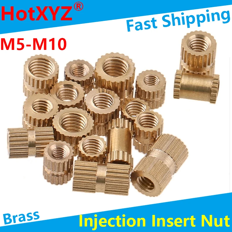 Brass Injection Insert Nut Double Oblique Knurled Copper Nut Knurled