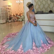 Превосходное голубое праздничное платье с v-образным вырезом бисерная аппликация без рукавов бальное платье для девочек праздничное платье