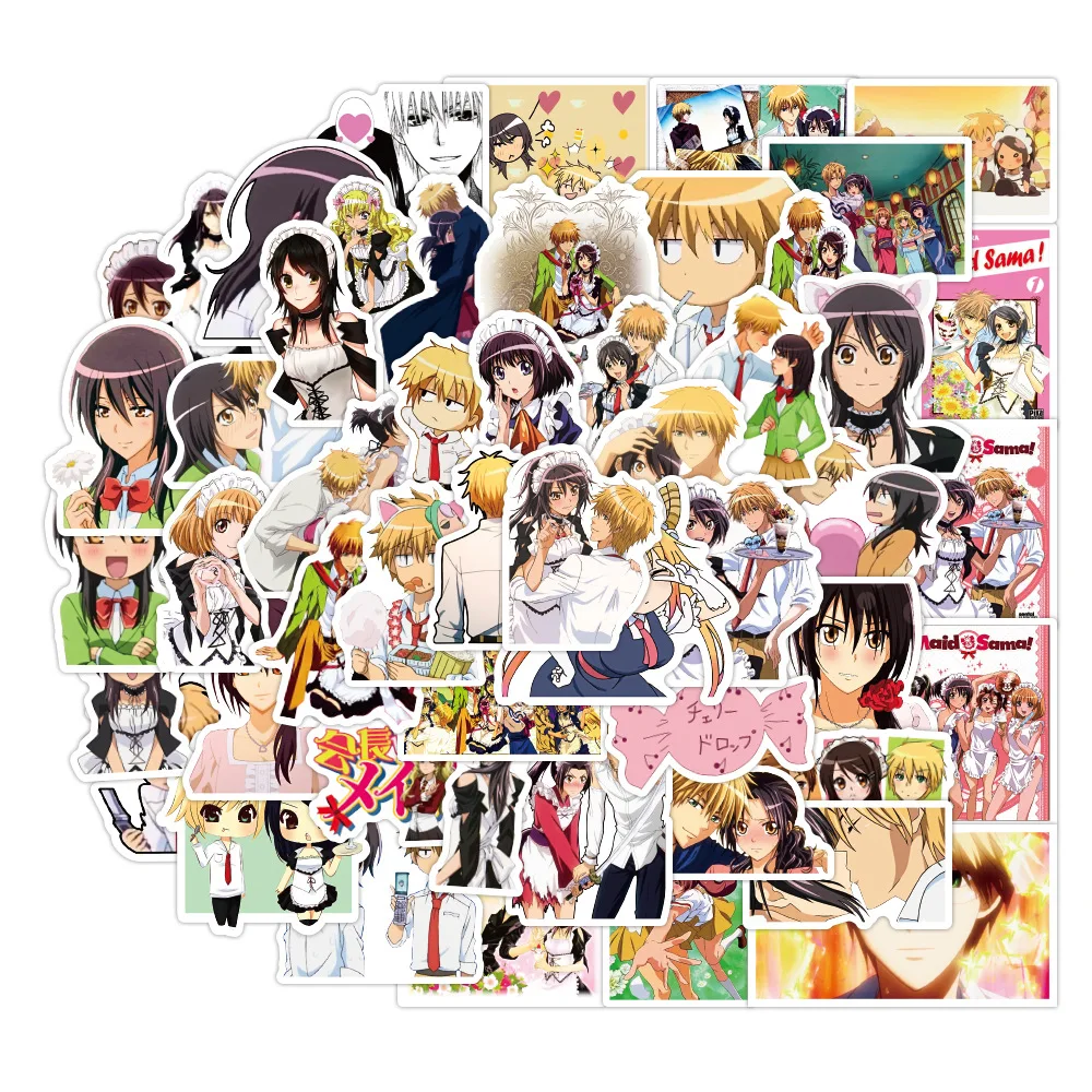 

50Pcs Cartoon Anime Maid Stickers Waterproof Skateboard Travel Suitcase Phone Laptop Suitcase Sticker Cute Kid Toy