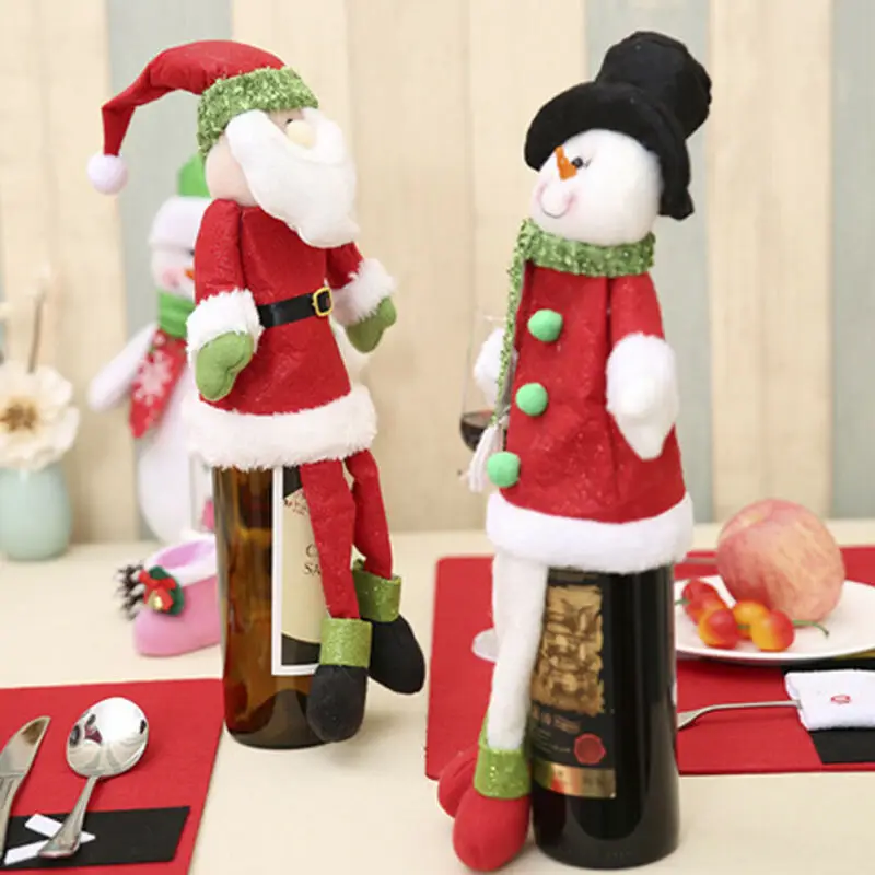 Christmas Santa/Snowman Elf Wine Bottle Cover Table Party Decor Xmas Ornaments Y 