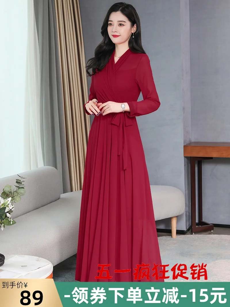 Wine Long Sleeve Dress Length Style Length(cm) Pattern Type Material Model Number V Neckline | Женская одежда
