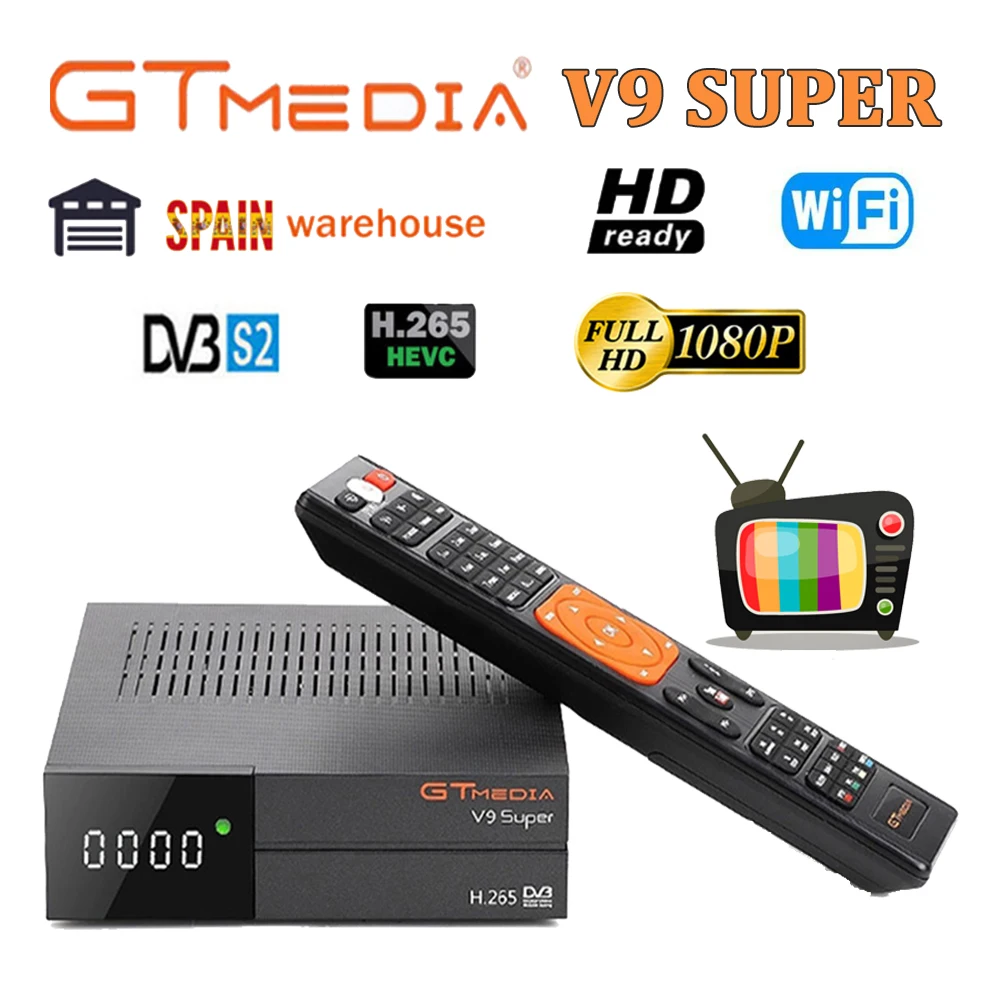 GTMedia V9 супер DVB-S2 H.265 декодер спутниковый ресивер Встроенный WIFI цифровые