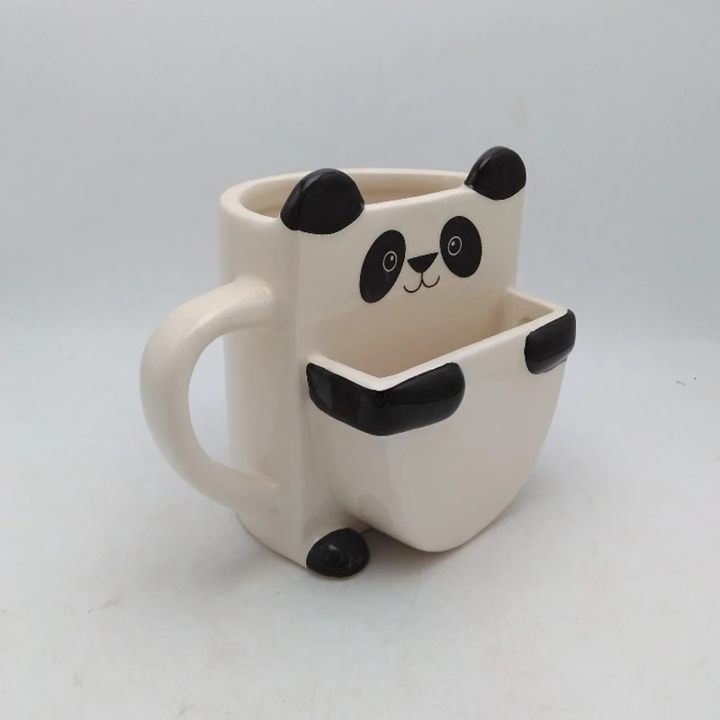 Качественные кофейные кружки с 3D рисунком панды, двойные печенья, керамические чайные чашки, креативная посуда для напитков, рождественские подарки
