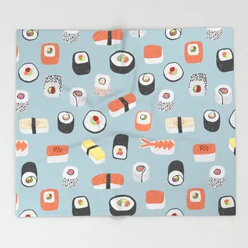 

Sushi Roll Maki Nigiri Japanese Food Art Blankets Children Kids Soft Warm Sofa Coral Fleece Throw Blanket Rug Plush 100X125cm