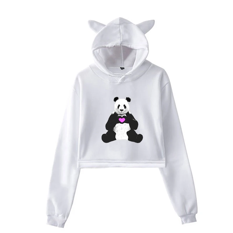 Kawaii Panda Harajuku Толстовка уличная толстовка женская розовая одежда толстовки в стиле хип-хоп одежда для девочек зимние топы с длинными рукавами