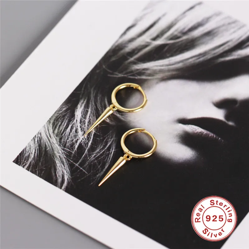 Gold ROXI модные мини маленькие серьги-кольца для женщин пирсинг ювелирные изделия Заклепки Спайк круглые серьги Настоящее серебро 925 проба серьги панк - Окраска металла: Gold