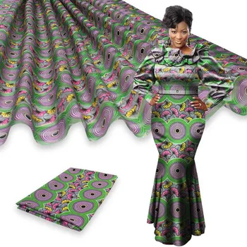 

African wax ribbon silk wax ankara 2020 satin fabric 4 yards audel/modell cotton fabric for dress +2 yards chiffon YBG0417903
