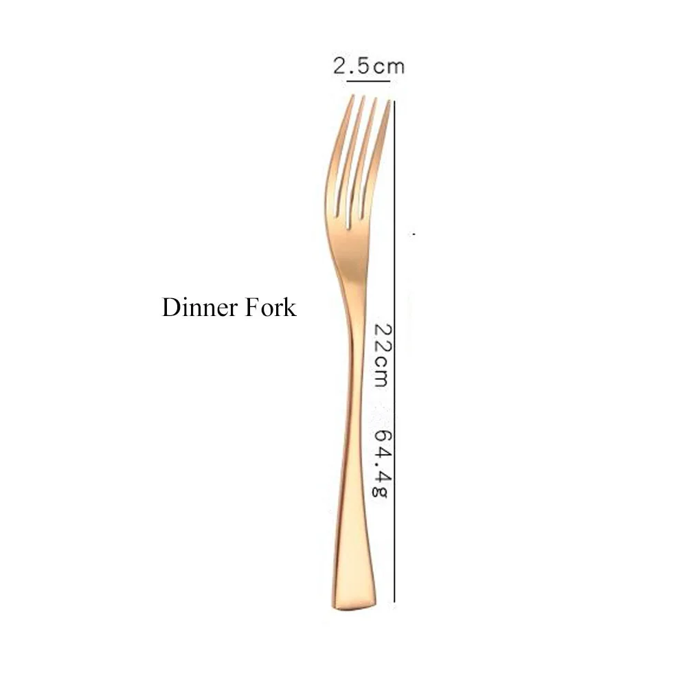 Dinner Fork Розовое золото из нержавеющей стали столовая вилка медный нож, ложки Десертные Вилки столовые приборы набор посуды для вечерние свадебные - Цвет: Dinner Fork