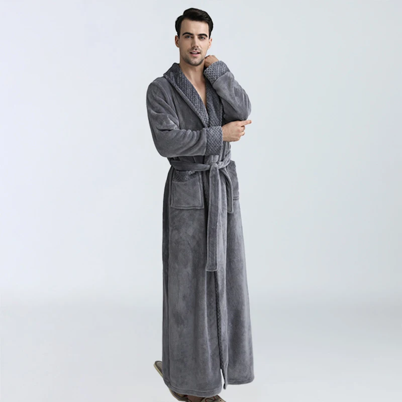 Aolamegs Men Robes Flannel Night Gown Soft Bathrobe Long Sleepwear Cozy Warm Advanced Homewear Retro Style Couple Pajamas Winter Aolamegs Men Robes Flannel Night Gown Soft Bathrobe Long Sleepwear Cozy Warm Advanced Homewear Retro Style Couple Pajamas Winter