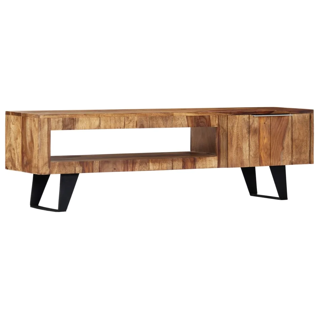 

Modern TV Stand Living Room Furniture Practical VidaXL Solid Wood TV Cabinet with Steel Legs Durable Entertainment 140x30x40cm