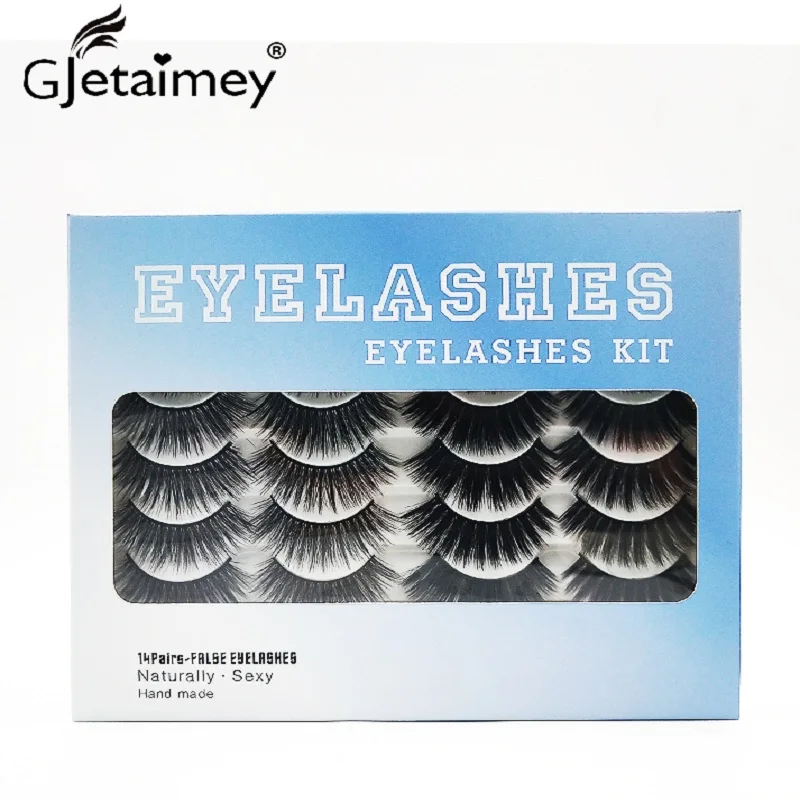 

14 Pairs 3D Mink Eyelashes Premium Natural Fake Lashes Full Strip Long Makeup Packing Gift Box 100% Handmade Cosmetic For Beauty