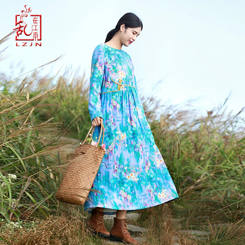 LZJN 2019 Vrouwen Winter Dress Lange Mouwen Contrast Kleur Hals Maxi Jurk Warm Bont Fleece Vrouwen Bloemenprint Jurk Vestidos LZJN 2019 Vrouwen Winter Dress Lange Mouwen Contrast Kleur Hals Maxi Jurk Warm Bont Fleece Vrouwen Bloemenprint Jurk Vestidos