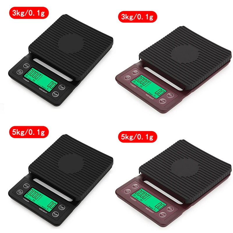 

Waterproof Insulation Pad Coffee Scale and Timer High Precision Drip Scale 3kg/5kg 0.1g Backlight LCD Display Food Scale Hot