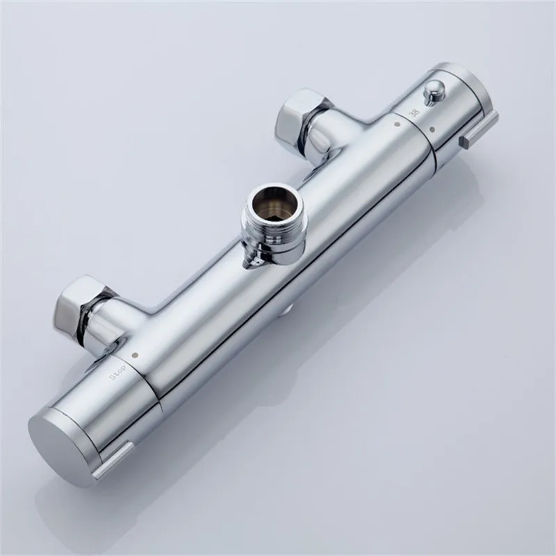 Senlesen Thermostat-Badewannen- Und Duscharmatur, Verchromt, Doppelte Wandhalterung, Wandmontage, Badezimmer-Duscharmaturen