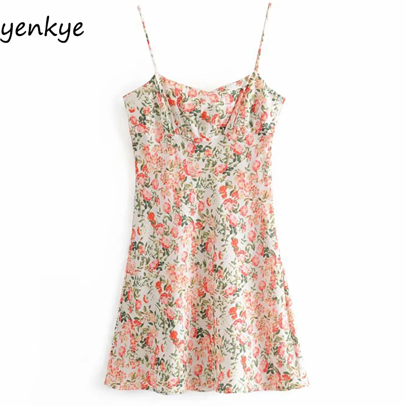 

Romantic Summer Dress 2019 Women Multicolor Color Floral Print Dress Lady Backless Sleeveless A-line Mini Sexy Dress LDZZ6043