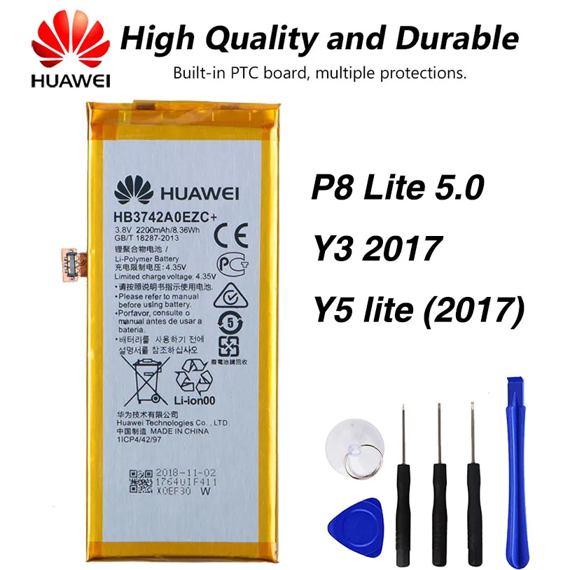 

Original Huawei phone Battery for Huawei P8 Lite 5.0 Y3 2017 Y5 lite (2017) CRO-L02 CRO-L03 CRO-L22 CRO-L23 HB3742A0EZC 2200mAh