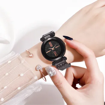 

Elegant Starry Sky Clock New Trend Luxury Women Watches Geometric Surface Dial Ladies Quartz Wristwatch Dress Zegarki Damskie