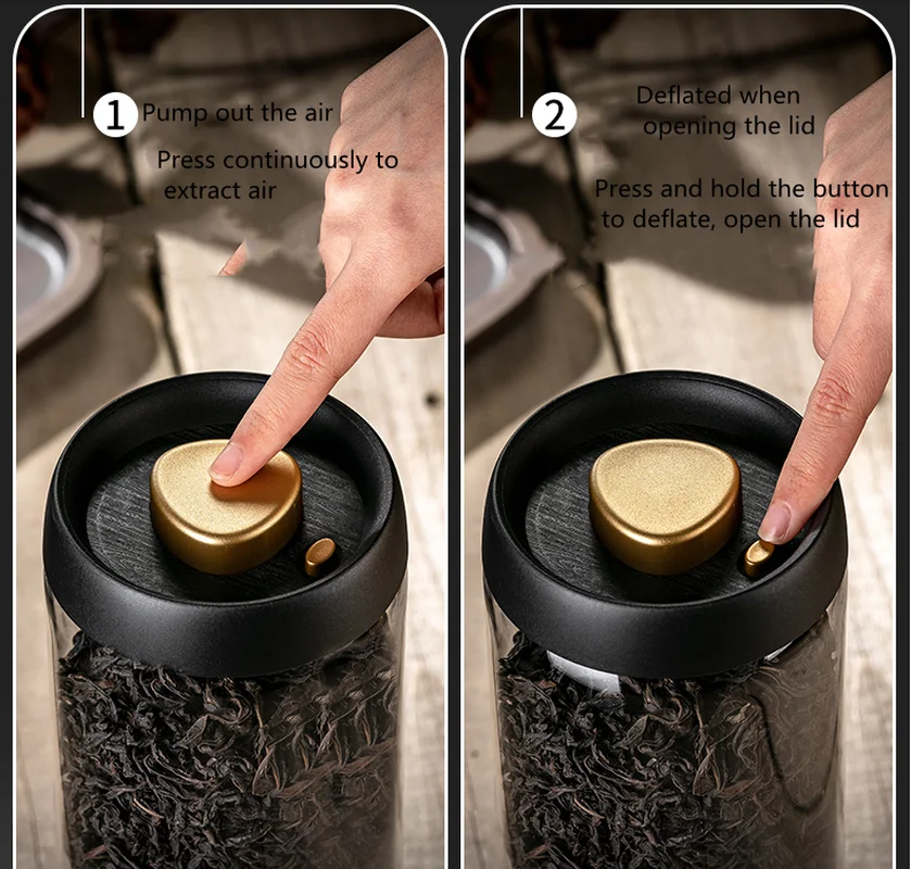 Contenitore per il tè sottovuoto in vetro, barattolo sigillato, contenitore trasparente per la casa, contenitore per la casa, contenitore per la cucina, contenitore per la casa_voghion.com