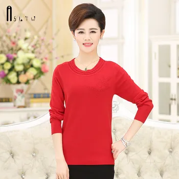 

ASLTW Clearance Sweater Women Solid O Neck Sweater Female Pullover