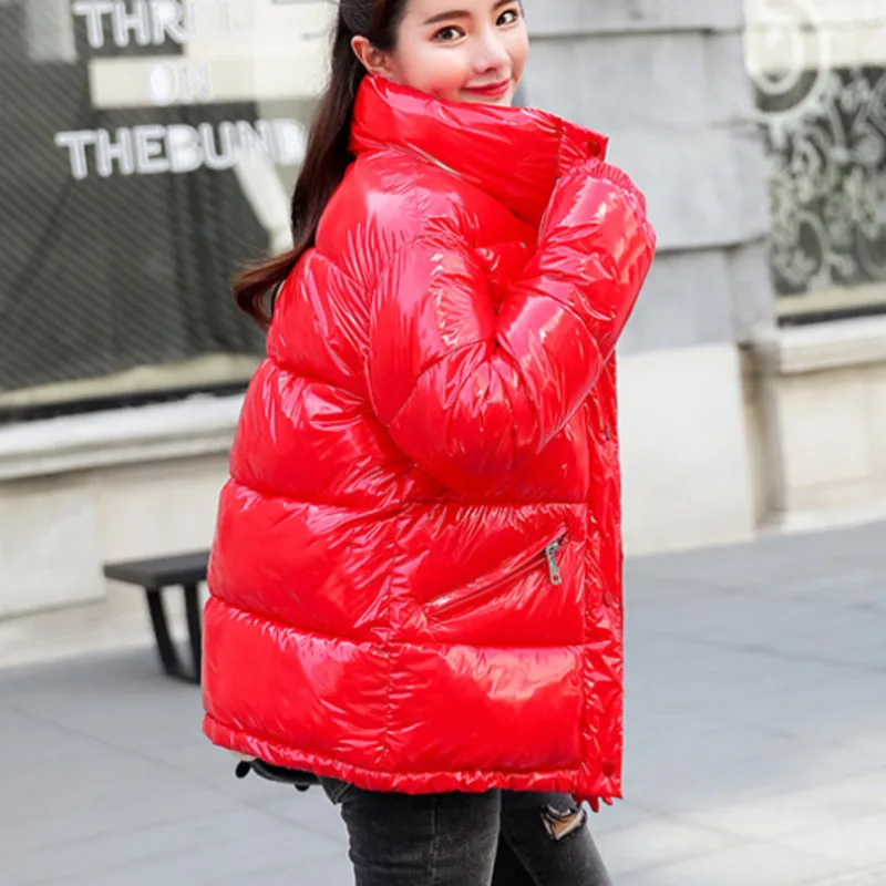 2020 корейская мода плюс размер одежда ярко-красная зимняя куртка Женские топы