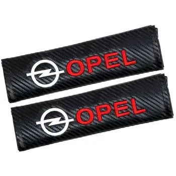 

2 pieces / pair OPEL carbon fiber PU car logo seat belt padding Auto badge seat belt shoulder emblem pads