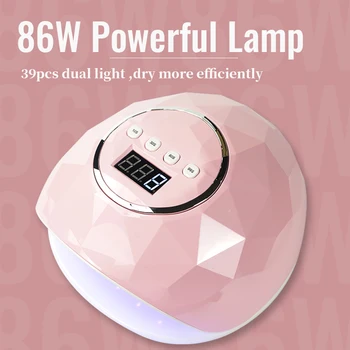 

UV Lamp For Manicure 86W LED Nail Dryer Lamp Sun Light Curing All Gel Polish Drying UV Gel Smart Timing UV LED Lamp for Nails