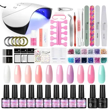

COSCELIA 7 ml Nail Polish 32 Colors Base And Top For Gel UV LED Lamp For Drying Nails Stamping Varnish Semi Permanent Nail Tools