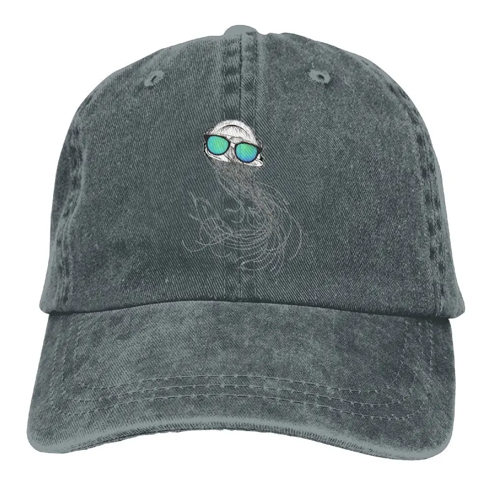 TSDFCJellyfish with Glasses Denim Hat Adjustable Men Curved Baseball Caps |